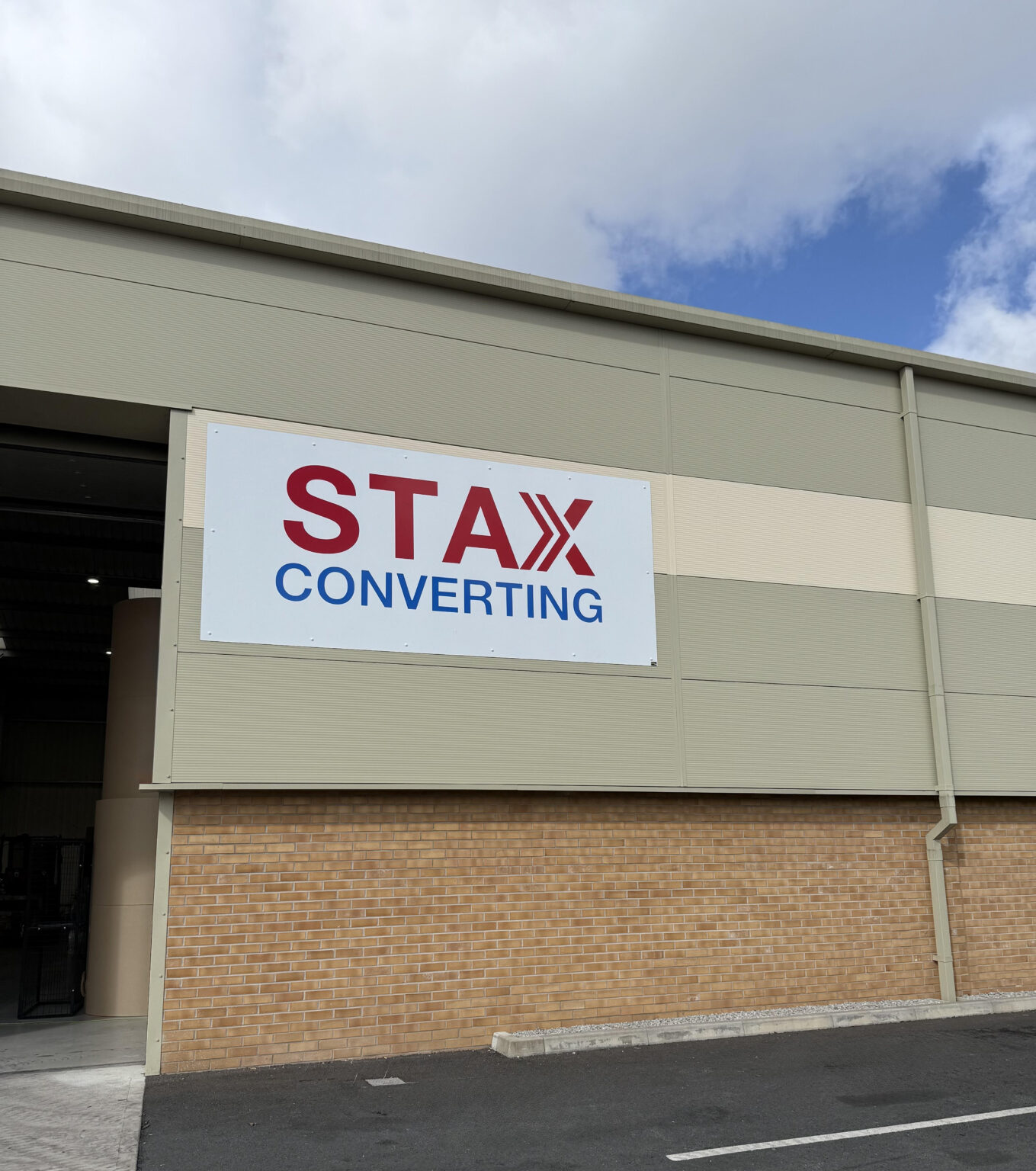 Stax Converting unit from outside. Stax Converting Warehouse